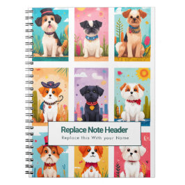 Cuaderno Personalized Colorful Cute Dogs Notebook