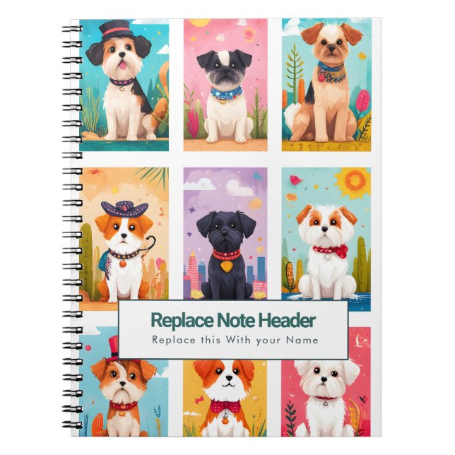 Cuaderno Personalized Colorful Cute Dogs Notebook (Frente)