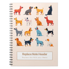 Cuaderno Personalized Colorful Cute Dogs Notebook