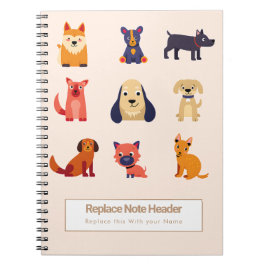 Cuaderno Personalized Colorful Cute Dogs Notebook