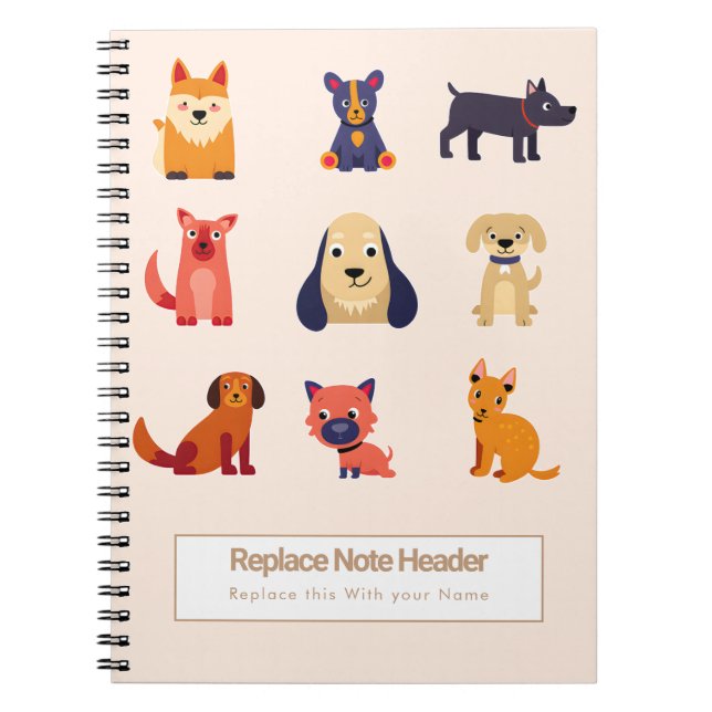 Cuaderno Personalized Colorful Cute Dogs Notebook (Frente)