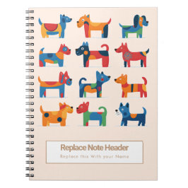 Cuaderno Personalized Colorful Cute Dogs Notebook
