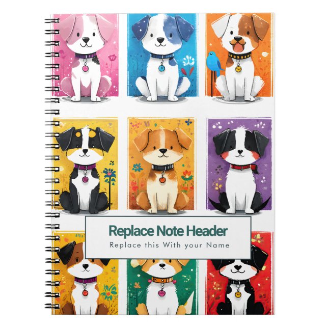 Cuaderno Personalized Colorful Cute Dogs Notebook (Frente)