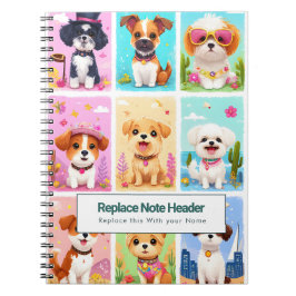 Cuaderno Personalized Colorful Cute Dogs Notebook