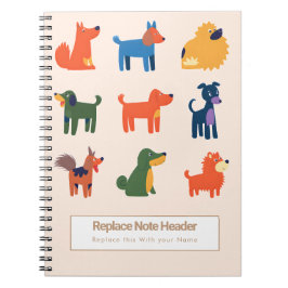 Cuaderno Personalized Colorful Cute Dogs Notebook