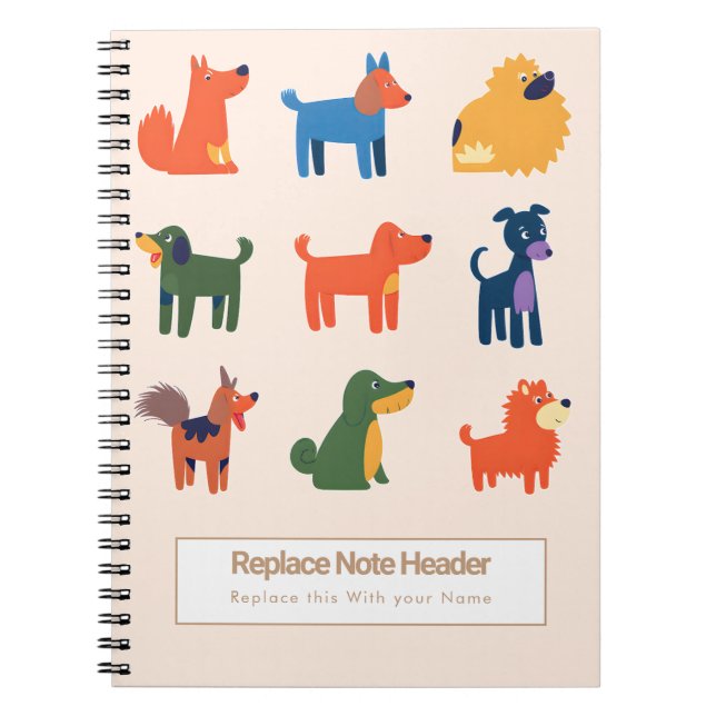Cuaderno Personalized Colorful Cute Dogs Notebook (Frente)