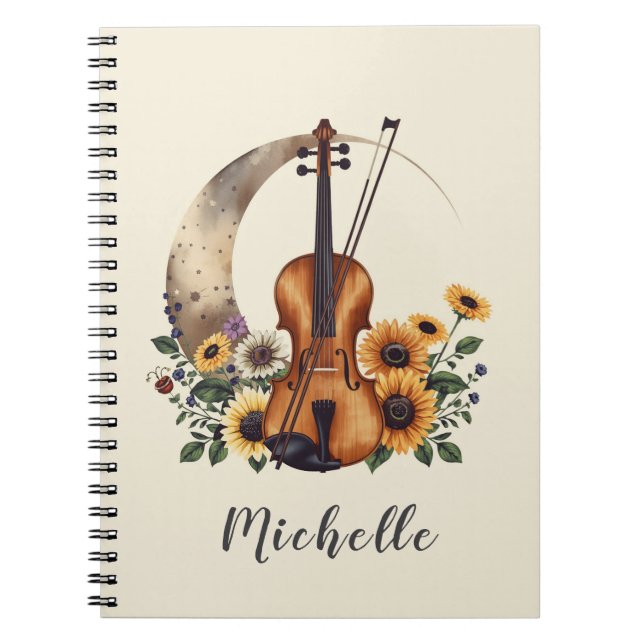 Cuaderno Personalized Colors Wildflower Boho Floral Violin  (Frente)