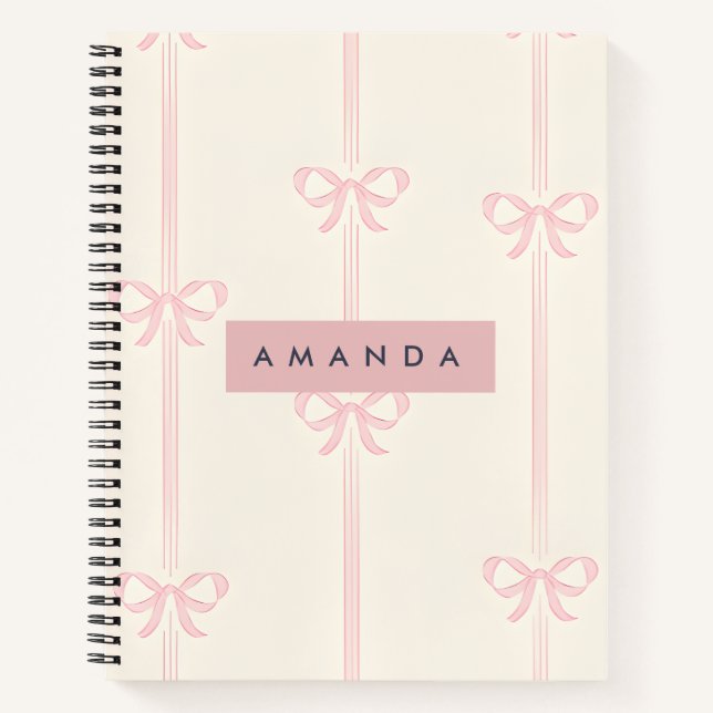 Cuaderno Personalized Coquette Blush Pink Bow Ribbon  (Anverso)