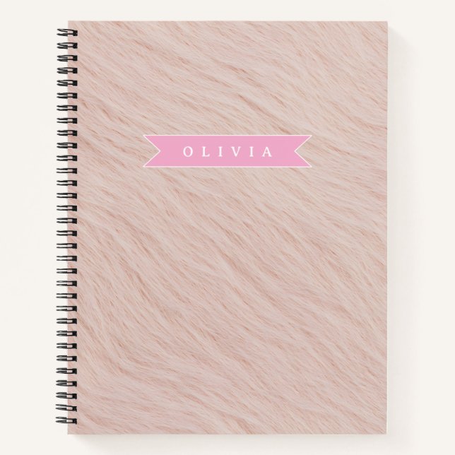 Cuaderno Personalized cozy pink fuzzy faux fur texture (Anverso)