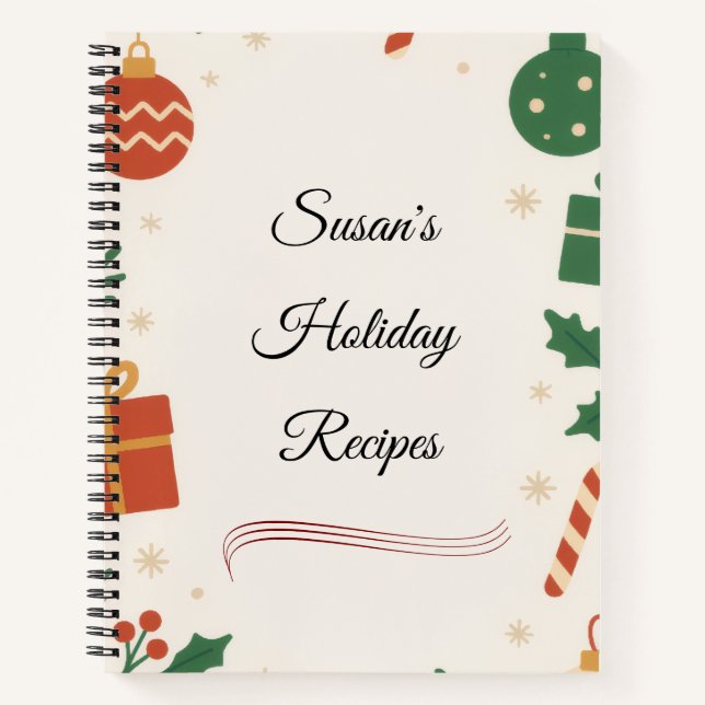 Cuaderno Personalized Custom Holiday Recipe Book Gift (Anverso)