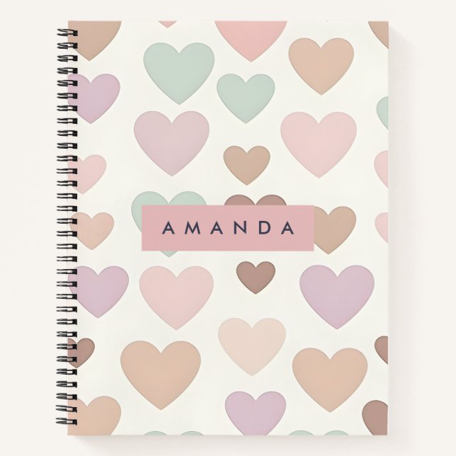 Cuaderno Personalized Cute Minimal Heart Pastel (Anverso)