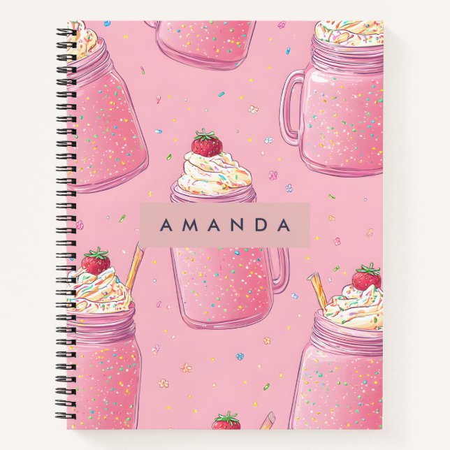 Cuaderno Personalized Cute Pink Milkshake Sprinkles (Anverso)