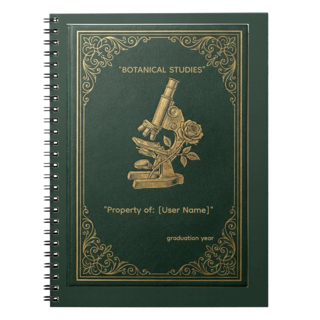 Cuaderno Personalized Dark Academia Microscope & Rose (Frente)
