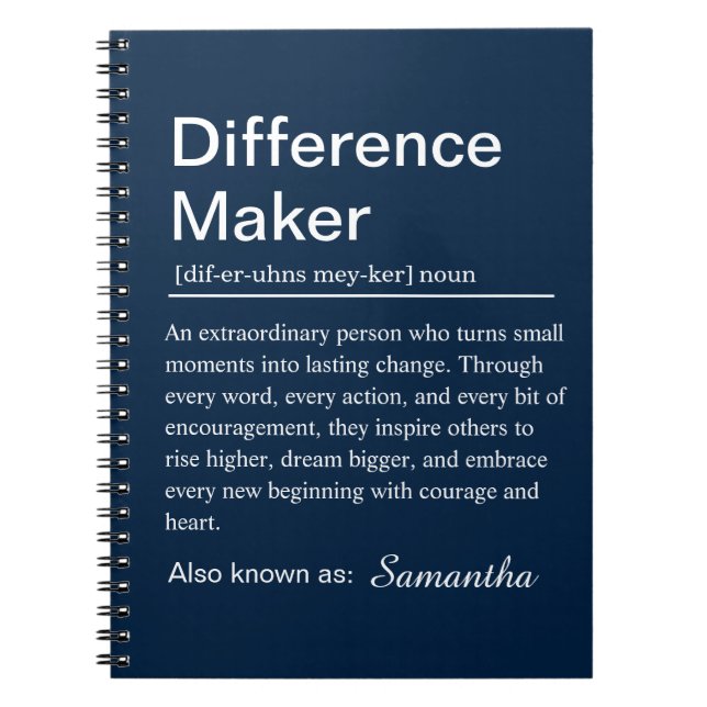 Cuaderno Personalized Difference Maker Definition (Frente)