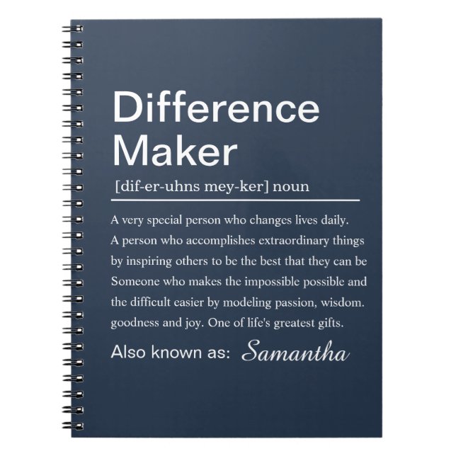 Cuaderno Personalized Difference Maker Definition Custom (Frente)