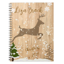 Cuaderno Personalized doe Christmas bauble wooden backgroun