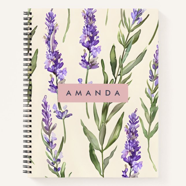 Cuaderno Personalized Elegant Watercolor Lavender  (Anverso)