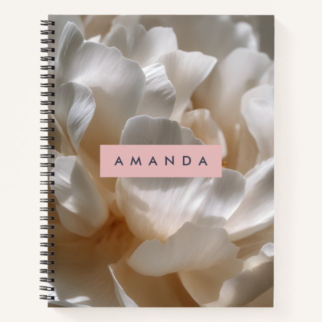 Cuaderno Personalized Elegant White Peony Bloom (Anverso)