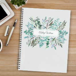 Cuaderno Personalized Eucalyptus Greenery Leaves Notebook