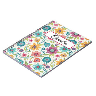 Cuaderno Personalized Floral Name Spiral Notebook