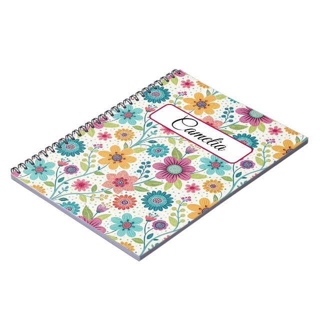 Cuaderno Personalized Floral Name Spiral Notebook (Lado Izquierdo)