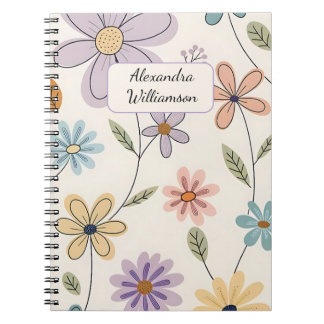 Cuaderno Personalized Floral Notebook – Custom Name Pastel