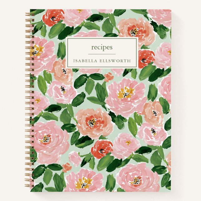 Cuaderno Personalized Floral Recipe Book Custom Name (Anverso)