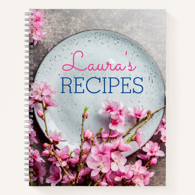 Cuaderno Personalized Floral Recipe Notebook – Custom Name  (Anverso)