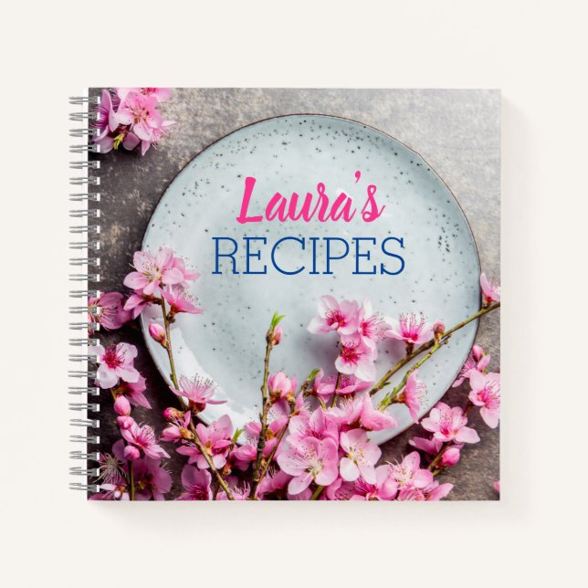 Cuaderno Personalized Floral Recipe Notebook – Custom Name  (Anverso)
