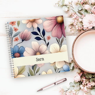 Cuaderno Personalized Floral Square College Ruled Notebook