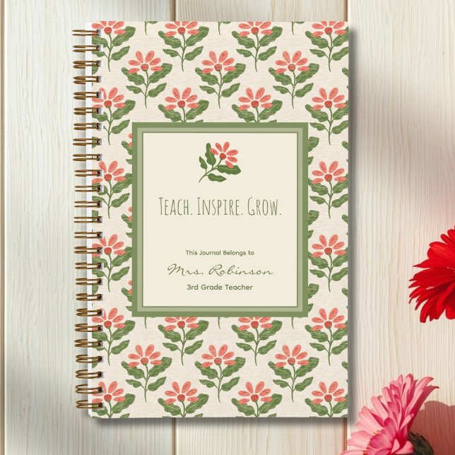 Cuaderno Personalized Floral Teacher Appreciation Journal  (Personalized Teacher Journal | Perfect Gift for Teachers)