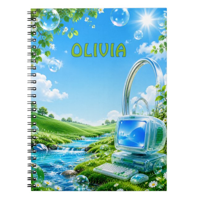 Cuaderno Personalized Frutiger Aero Kids Name Notebook (Frente)