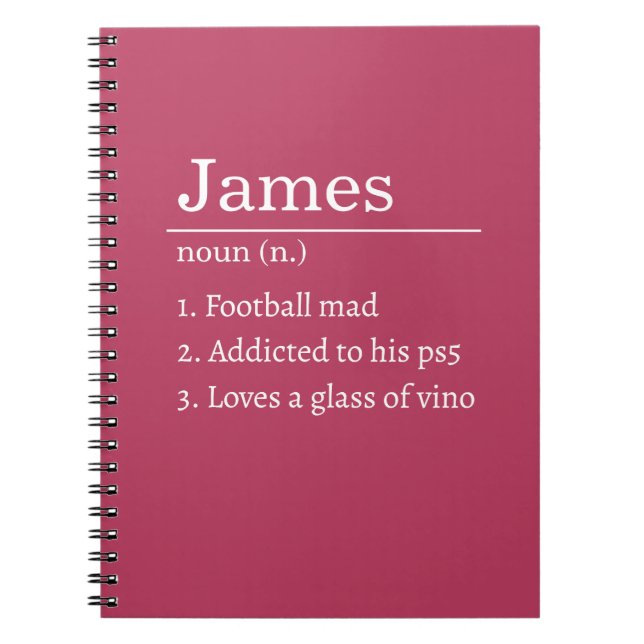 Cuaderno Personalized Funny Dictionary Definition Black  (Frente)