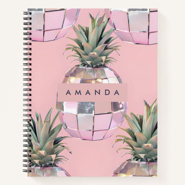 Cuaderno Personalized Glam Disco Pineapple Pink Metallic (Anverso)
