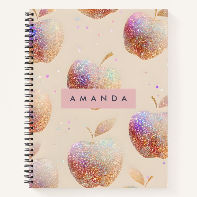 Cuaderno Personalized Glitter Apple Sparkle Fruit Pastel  (Anverso)