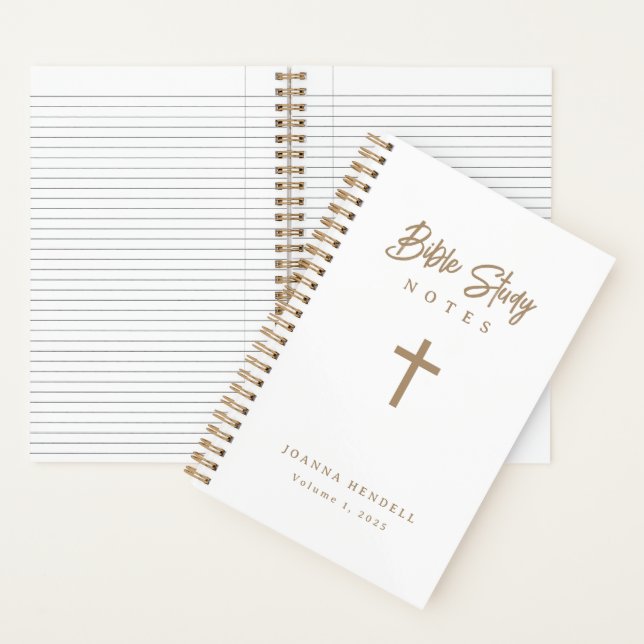 Cuaderno Personalized Gold Script White Bible Study (Interior)