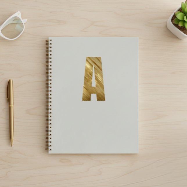 Cuaderno Personalized Gold Striped Initial Spiral Notebook (Subido por el creador)