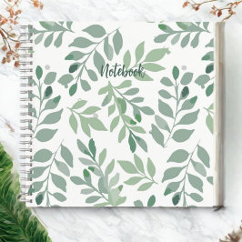 Cuaderno Personalized Green Leaf Spiral Notebook