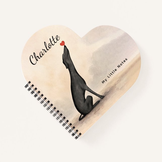 Cuaderno Personalized Greyhound Notebook with Heart        (Anverso)