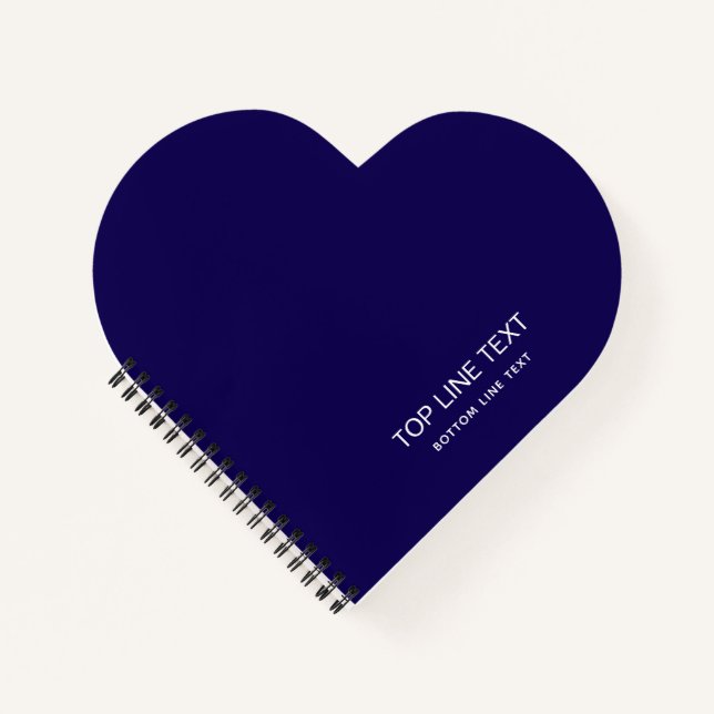 Cuaderno Personalized Heart Shaped Navy Notebook Custom Tex (Anverso)