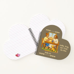 Cuaderno Personalized Jesus & Coffee Heart Crayon Art