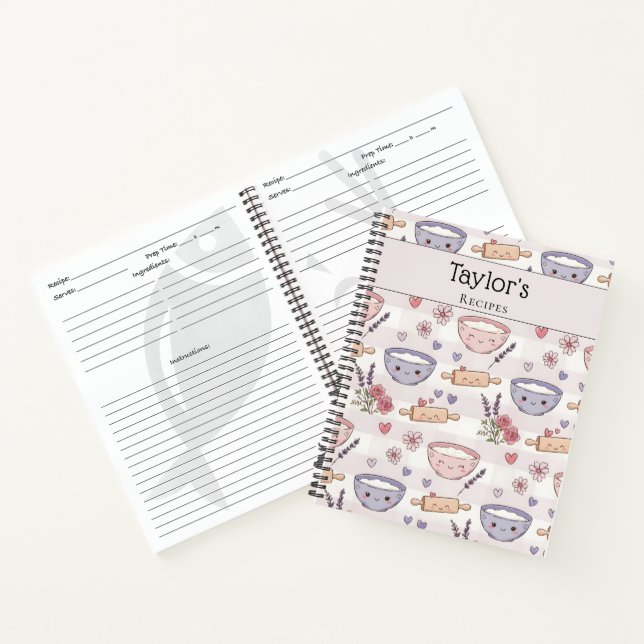 Cuaderno Personalized Kawaii Recipe Heart Keepsake Recipe  (Interior)