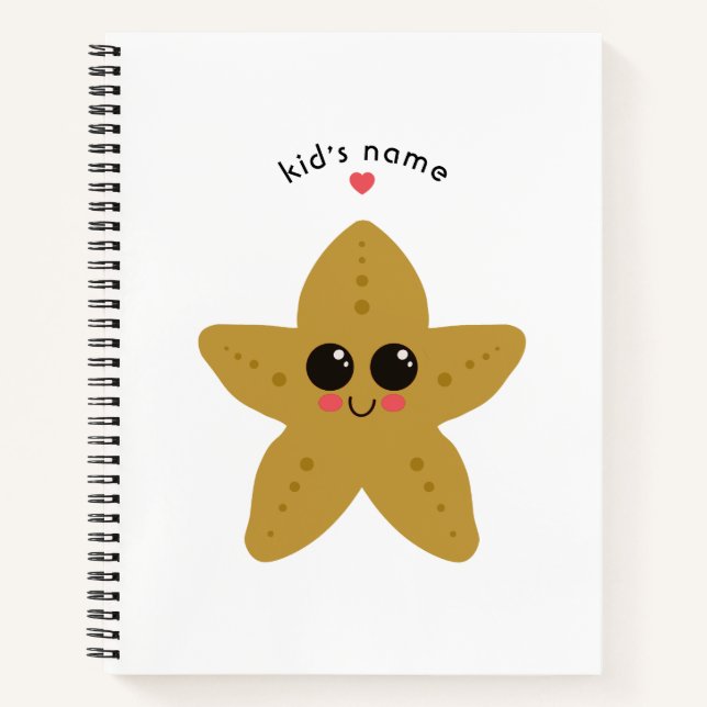 Cuaderno Personalized Kawaii Starfish Kids Cute Ocean (Anverso)