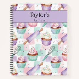 Cuaderno Personalized Keepsake Recipes Lavender Teal Cakes