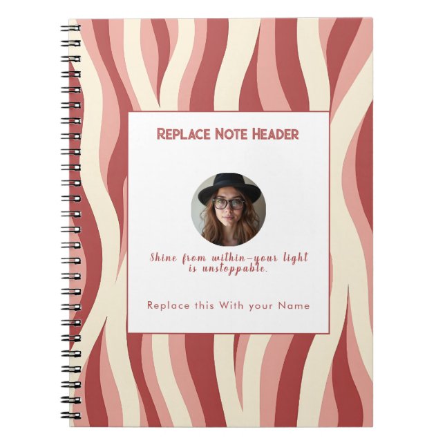 Cuaderno Personalized Lavender and Yellow Wave Patterned  (Frente)