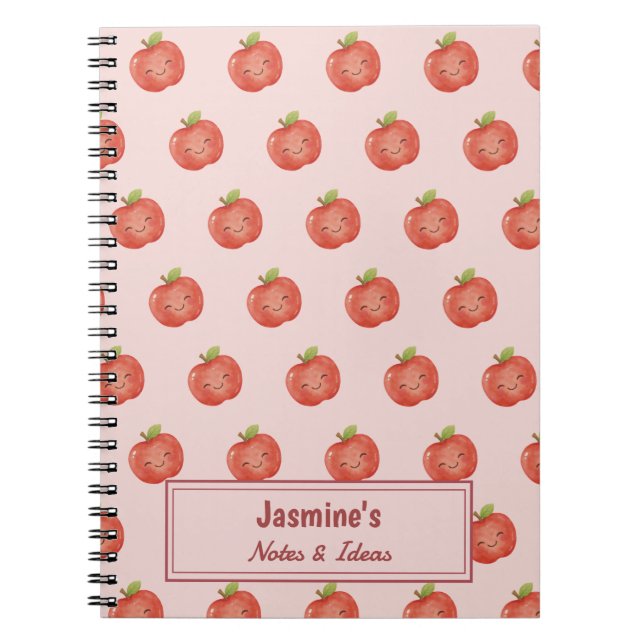 Cuaderno Personalized Lucky Apple Cute Watercolor (Frente)