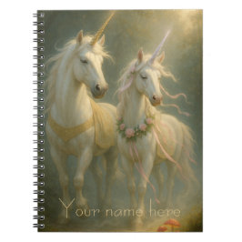 Cuaderno Personalized Magestic Unicorns forest sunrise