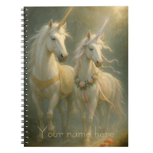 Cuaderno Personalized Magestic Unicorns forest sunrise (Frente)