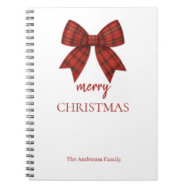 Cuaderno Personalized Merry Christmas | Red Plaid Bow