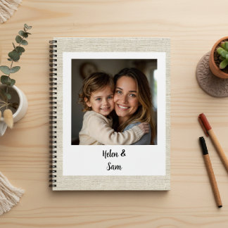 Cuaderno Personalized Minimalist Family Photo Faux Burlap